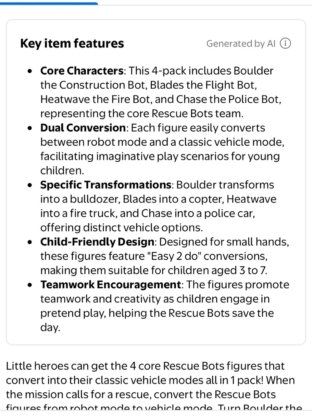 Transformers Rescue Bots set of 4